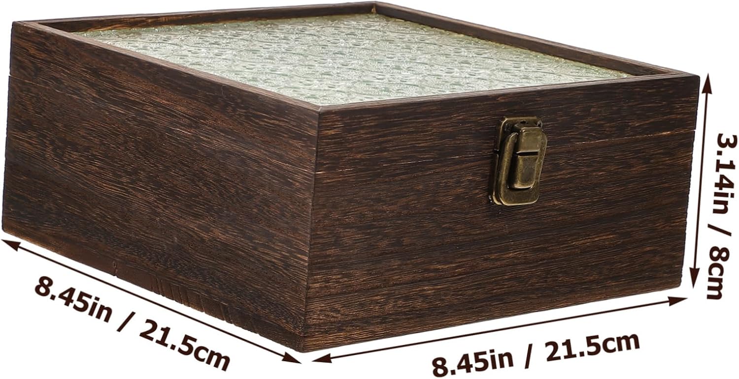 Wood Jewelry Storage Box with Glass Window Vintage Floral Design Jewelry Organizer Storage Case Elegant Display for Necklaces Earrings and More