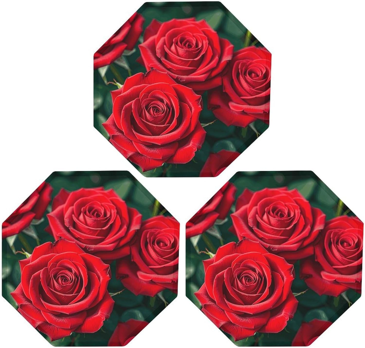 Ctagon Metal Sign for Home, Modern Display Plate for Kitchen, Many Red Rose Plates Accent Hanging Wall Decorations 3PCS for Living Room, Bedroom, Hallway, Hotel