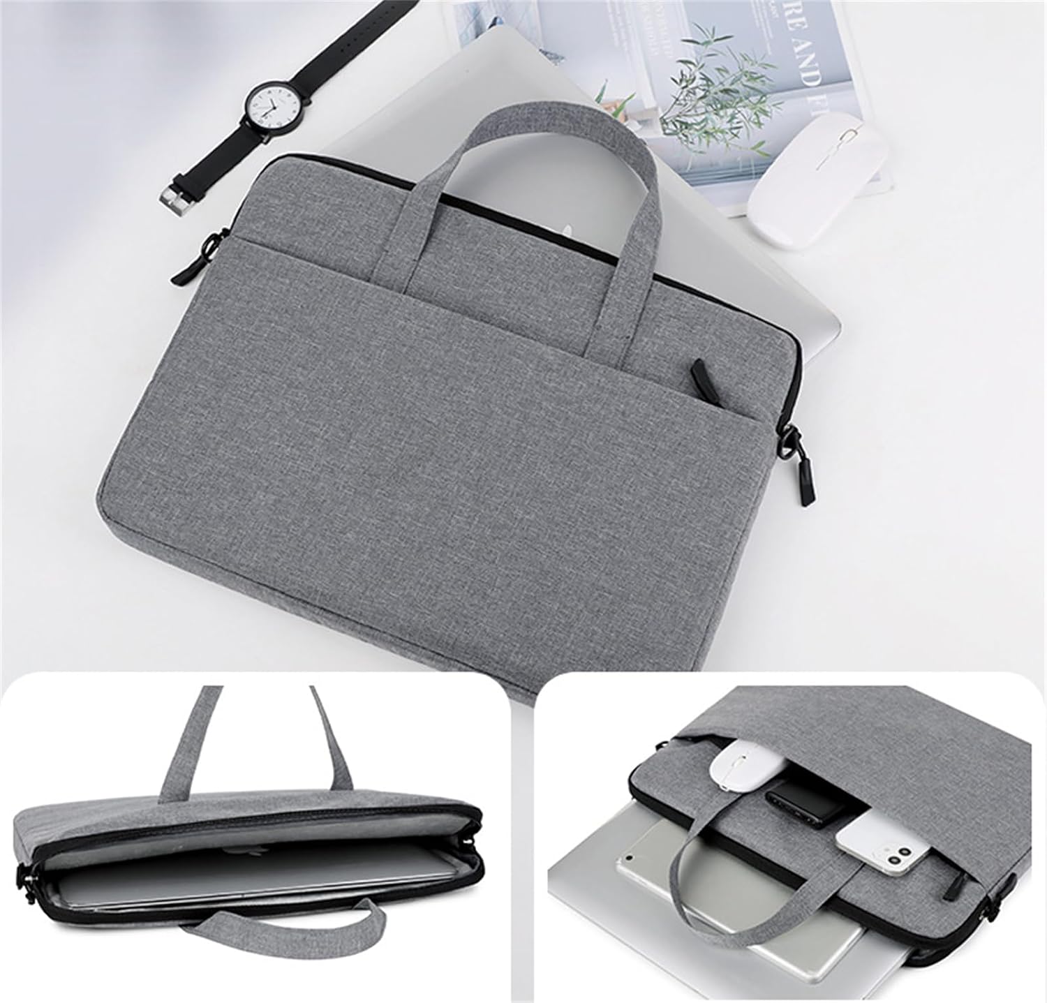 Cicilin Laptop Bag Briefcase Waterproof Computer Sleeve Bag with Shoulder Strap image 5