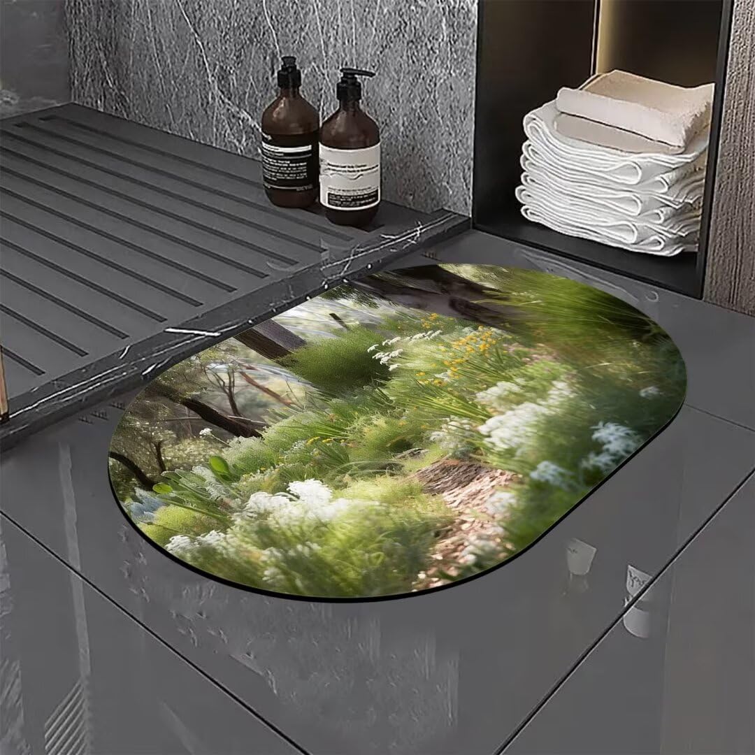 Tapis de bain pour salle de bain et cuisine motif arbre antidérapant