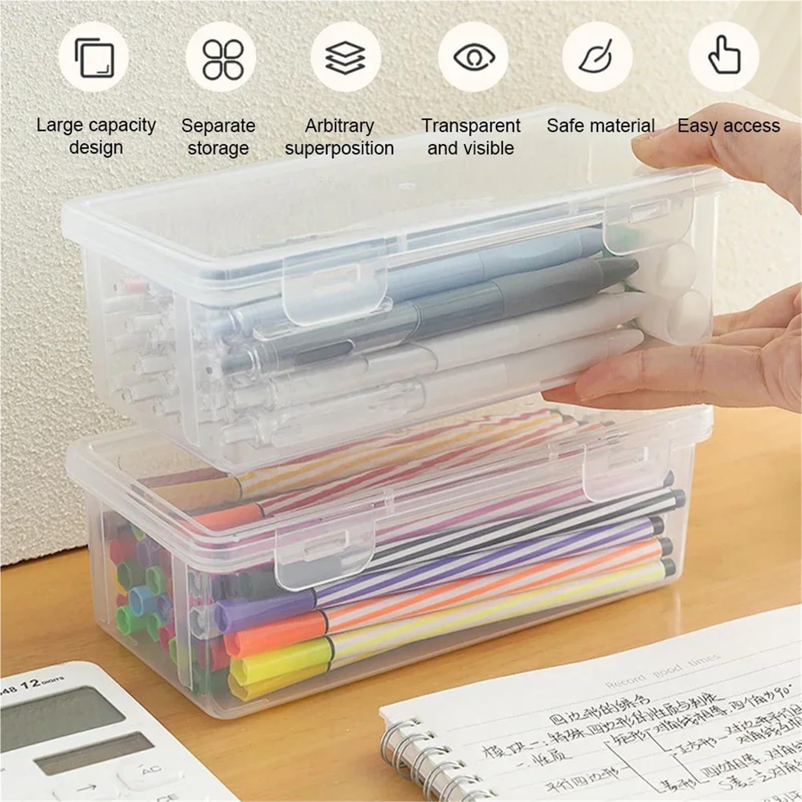 Estuche for lápices transparente de 4 piezas Para Oficinas Y Escuelas