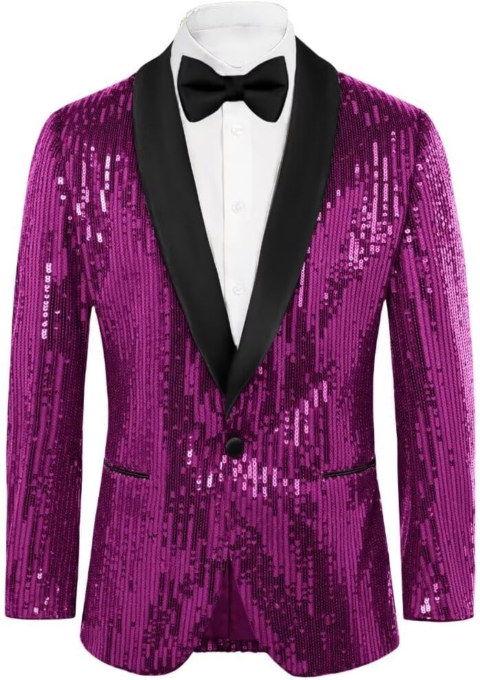 SAROULU Sequin Boys Suit Blazer Kids Slim Fit Suit Party Tuxedos for Boy Suits Jacket