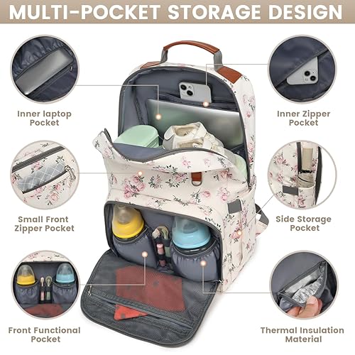 Miniatura 2 de Mochila para pañales, bolsas de pañales grandes para bebés con cambiador portátil para niños y niñas, bolsa de viaje multifunción para mamás, papás,