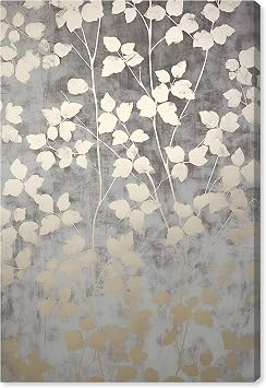 Art Remedy Silvery Gray Garden Canvas Elegant Floral Wall Art, Gallery Wrapped, 20" x 30"