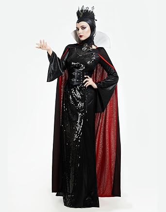 Cosplay.fm Women Evil Queen Costume Princess Stepmother Cosplay Outfits Adult Halloween Queen Costume Gown Dress