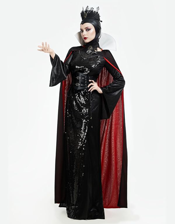 Cosplay.fm Women Evil Queen Costume Princess Stepmother Cosplay Outfits Adult Halloween Queen Costume Gown Dress (Black, XL) by Cosplay.fm - Used condition - US$47.51