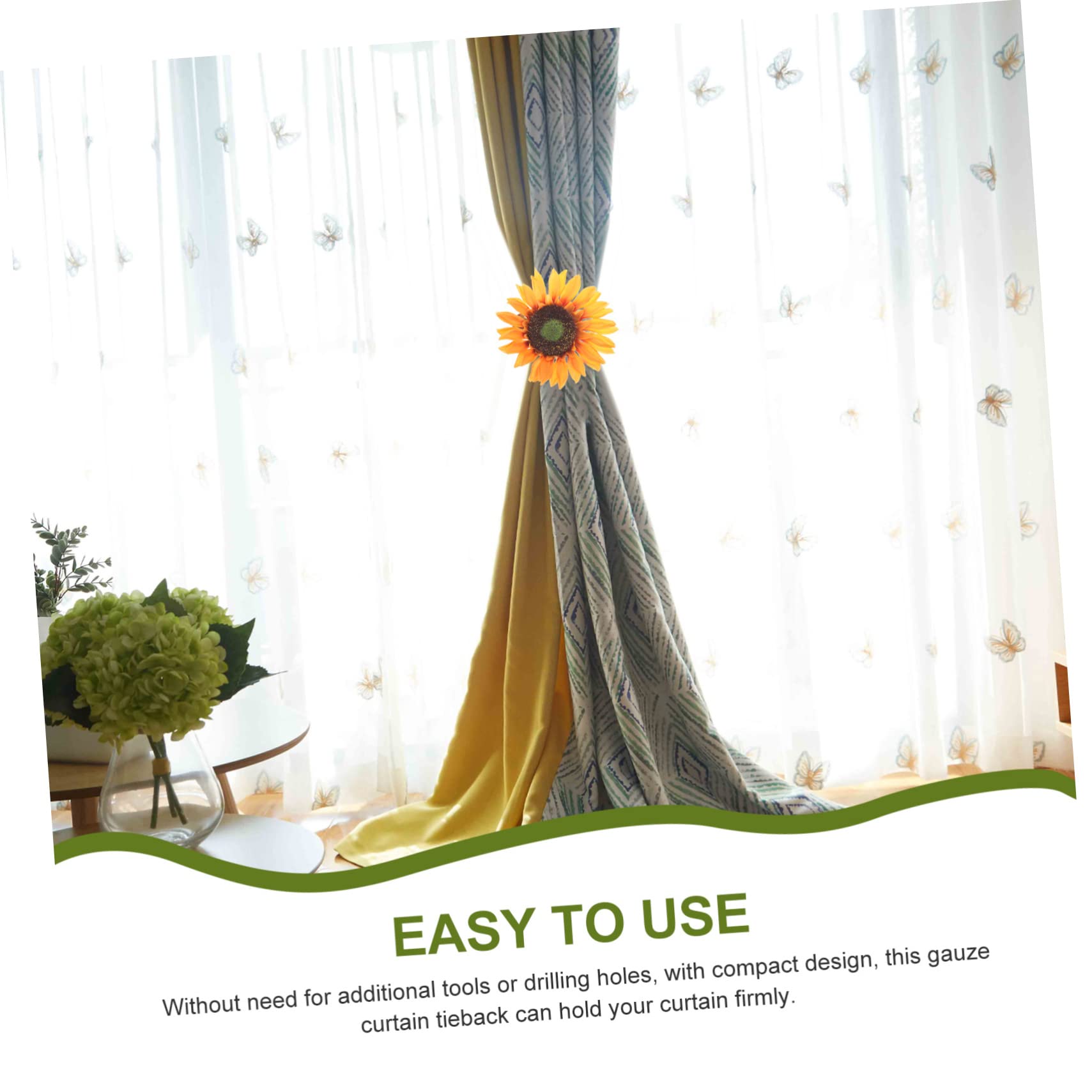 MAGICLULU 8stücke Vorhang Raffhalter Im Sonnenblumen-Design Dekorative Vorhangklammern Zur Einfachen Befestigung Von Gardinen Für Wohn Und Schlafzimmer