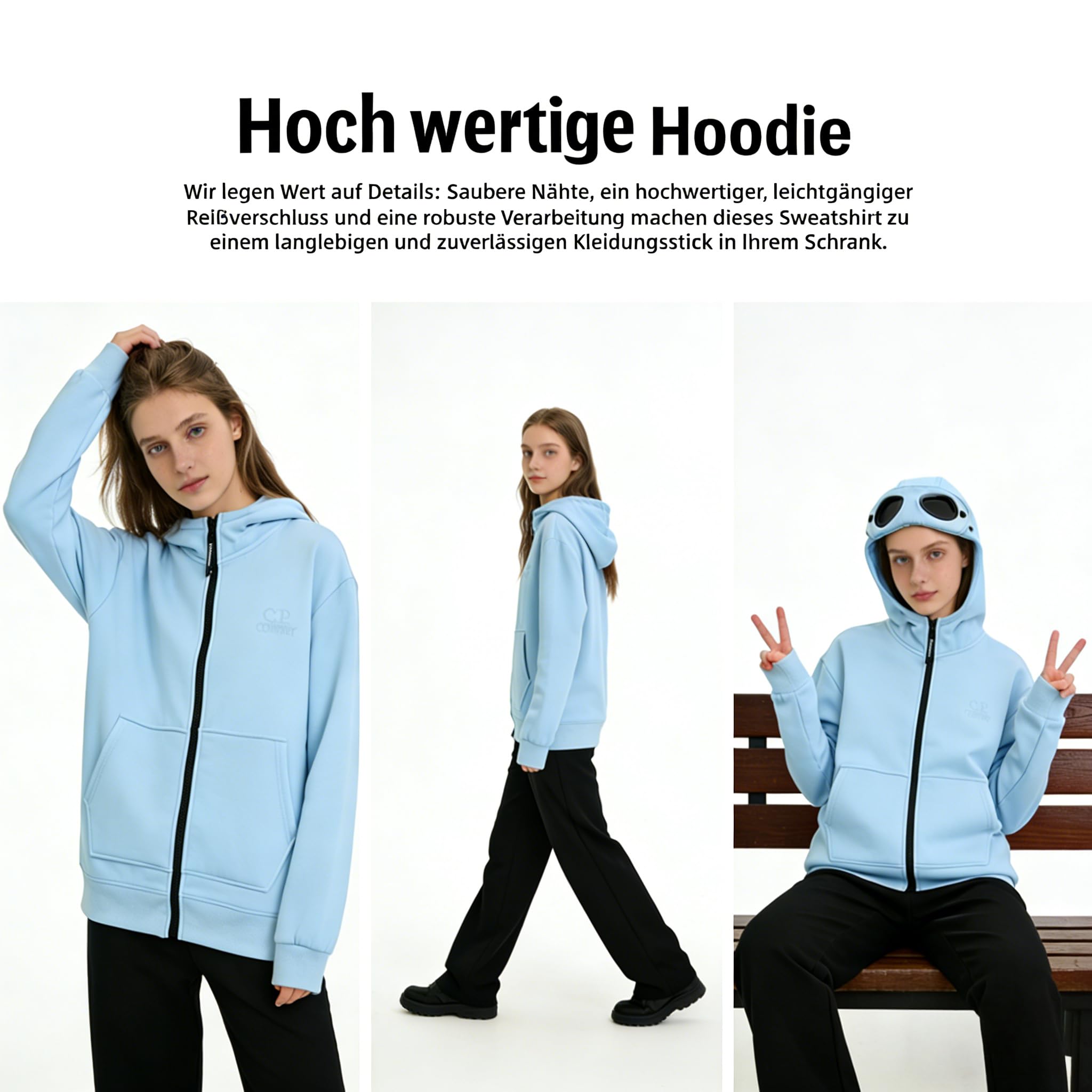 Kapuzenpullover mit integrierter Augenmaske Unisex Bequemer, Reise-Kapuzenpullover Hoodie Herren Damen Oversize Pullover für Erwachsene Männer Frauen Mit Reißverschluss und ohne Reißverschluss
