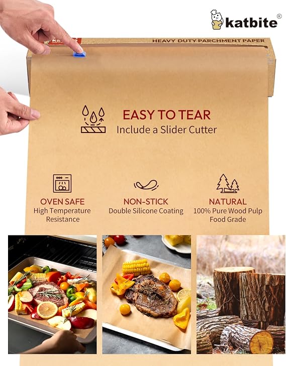 Katbite Parchment Paper Roll 15x210 ft & Macaron Paper Sheets
