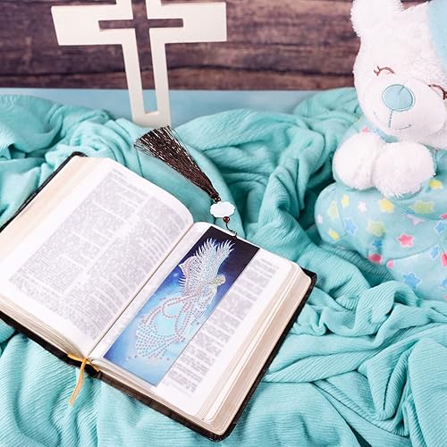 Miniatura 5 de 6 marcapáginas de diamantes 5D para bricolaje, pintura, marcapáginas con cuentas florales, marcapáginas de cuero con borlas para manualidades,