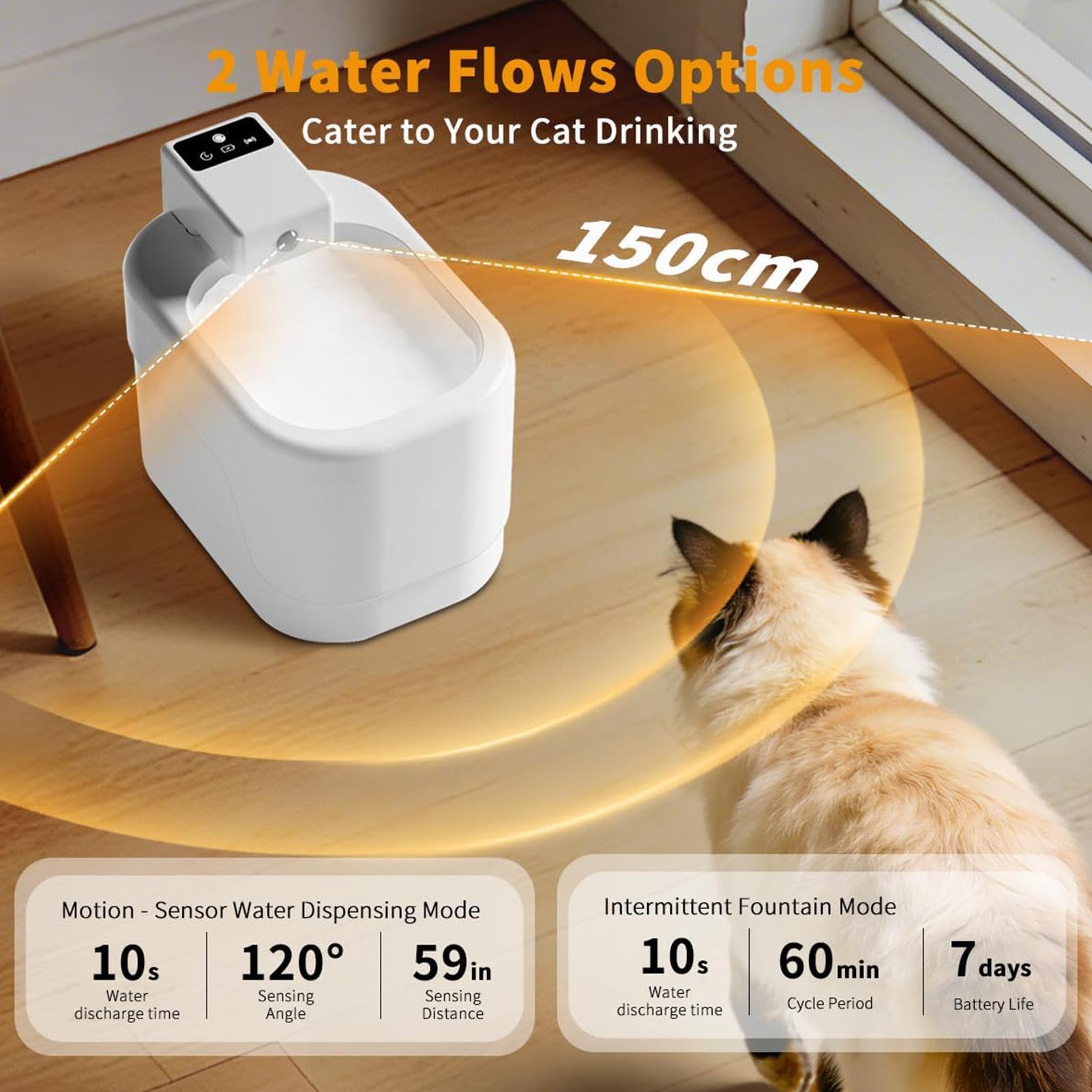Fuente de agua automática para gatos – Dispensador de agua inalámbrico de 2
