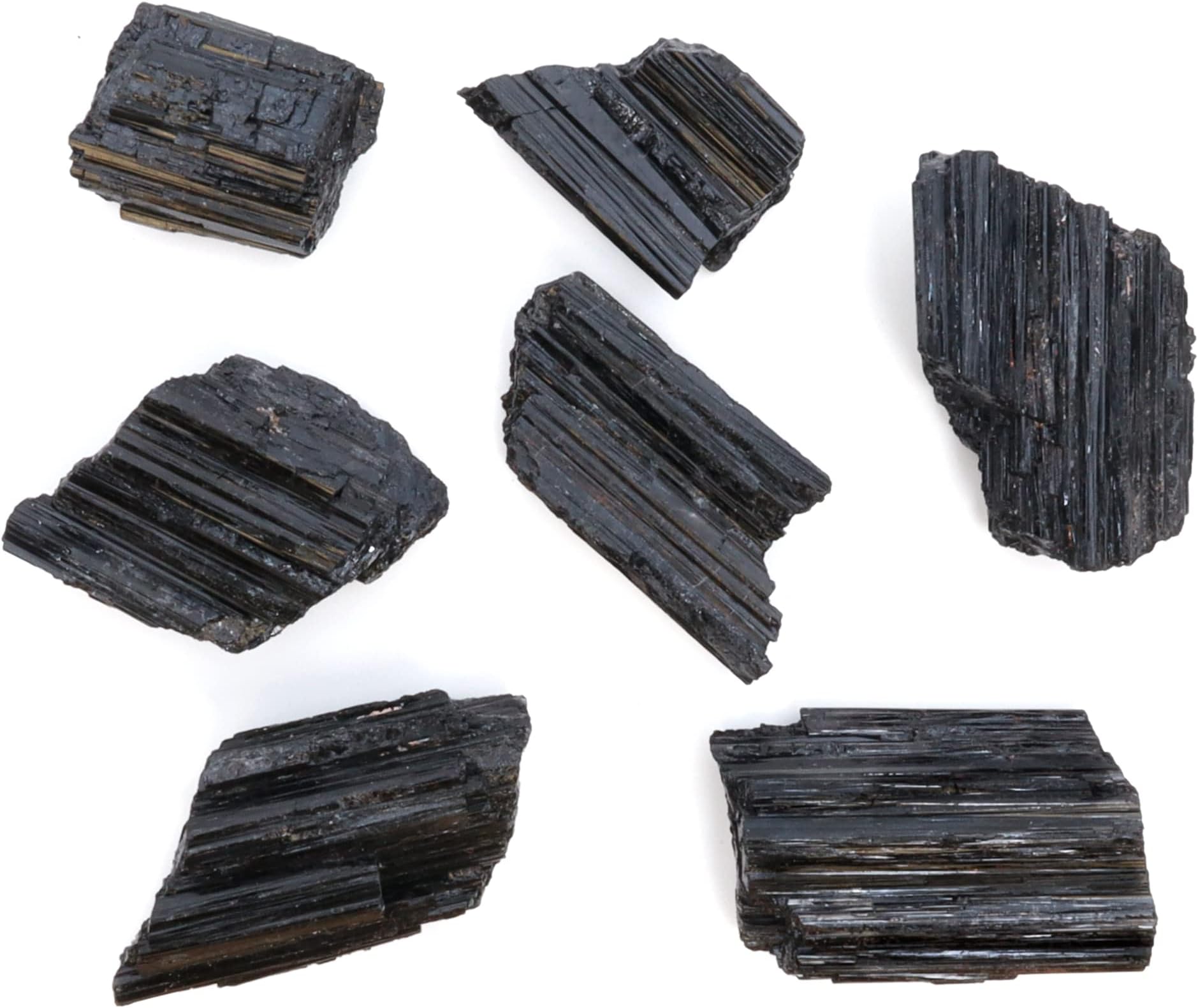 DANCING BEAR Black Tourmaline Crystals Bulk (1/2 LB Large Pieces) with Information Card, Rough Raw Natural Stones for Good Vibes, Reiki Energy, Made in USA