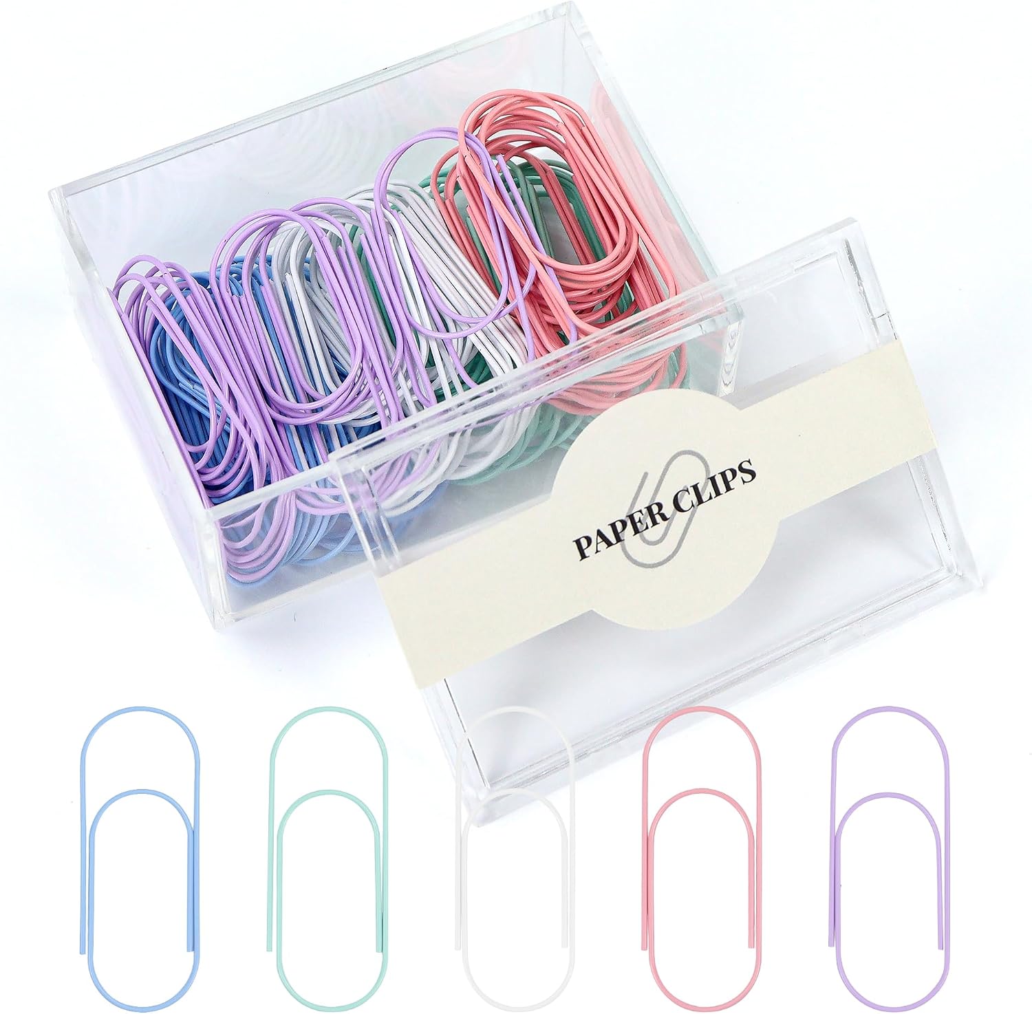 80 Pcs Macaron Color Jumbo Paper Clips, 2 Inch Large Paper Clip with Box