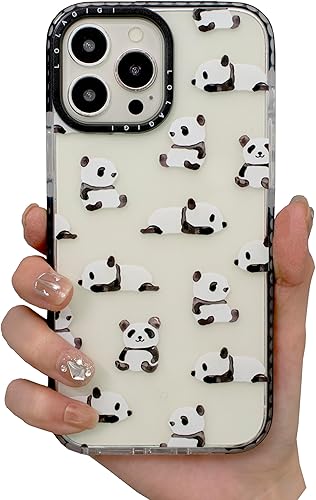 LOLAGIGI Funda transparente para iPhone 15 Pro Max para mujer, diseño femenino de dibujos animados de panda lindo y transparente, diseño femenino de LOLAGIGI Funda transparente para iPhone 15 Pro Max para mujer, diseño femenino de dibujos animados de panda lindo y transparente, diseño femenino de