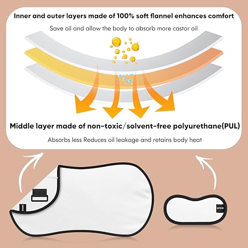 Miniatura 5 de Aceite de ricino orgánico, paquete de aceite de ricino. Paquete de aceite de ricino para desintoxicación del hígado, kit de estómago tiroideo,