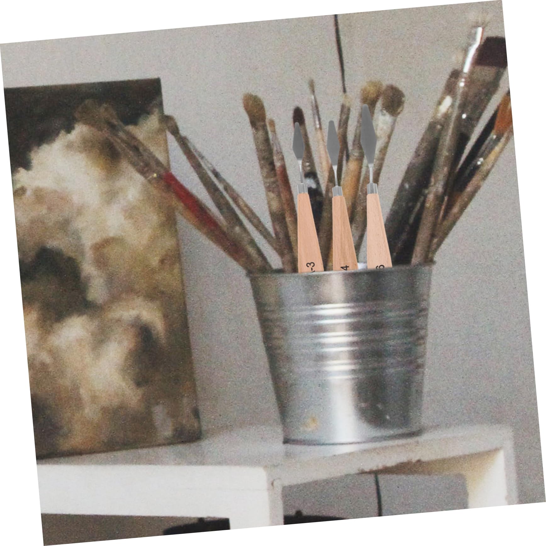 Angoily 4 Sätze Teiliges Malmesser Mit Ergonomischem Holzgriff Mischwerkzeug Für Öl Und Acrylmalerei Für Künstler Und Projekte 7 Stück * 4
