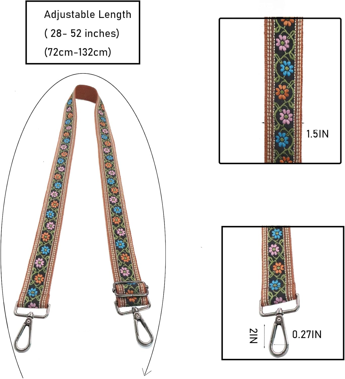 Black Hardware Purse Strap Adjustable Replacement Belts Wide Bag Straps for Canvas Crossbody Purses Messenger Bags Shoulder Handbags… - Image 2