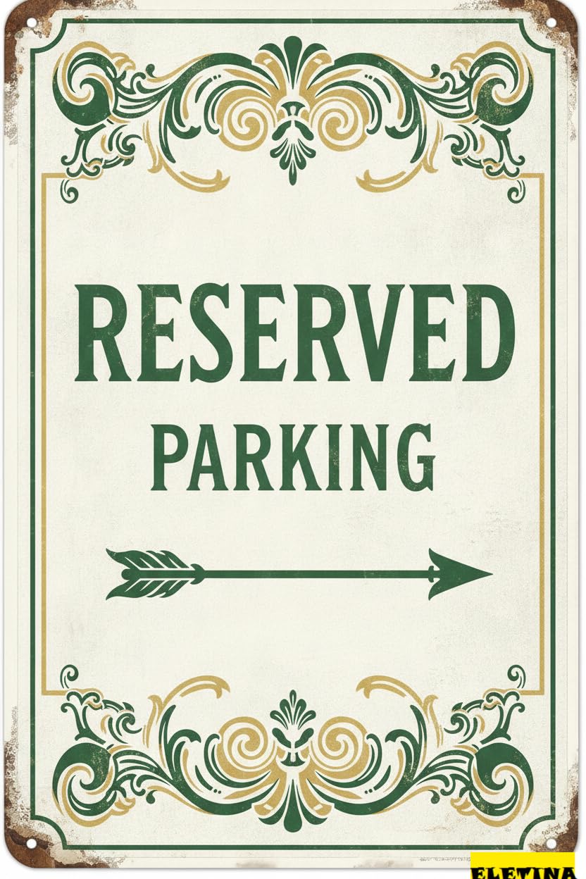 Reserved Parking Metal Tin Sign, 8x12 Inch Decor