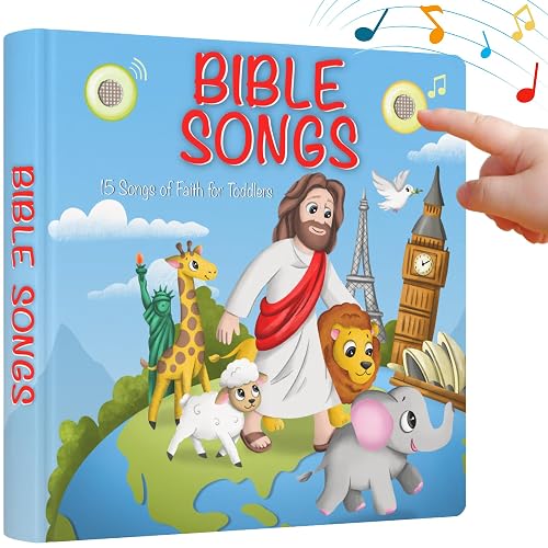 LEARNING BUGS Christian Bible Songs – 15 Songs of Faith for Little Ones, Musical Books for Toddlers, 28-Button Music Book, Musical Toys for Toddlers 1-3