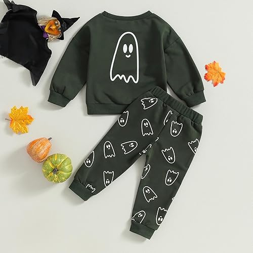Miniatura 3 de 0-4T - Traje de Halloween para niño y niña, ropa de otoño, fantasma, manga larga, sudadera, pantalones, ropa de Halloween para bebé