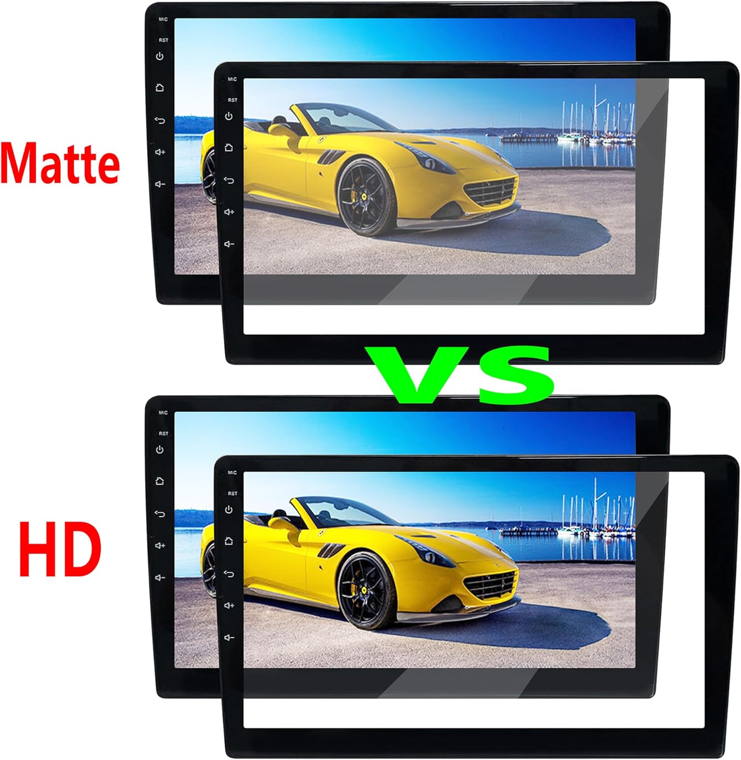 10.1 Inch Anti-Glare Screen Protector for Android Car Stereo Radio - Matte Tempered Glass Reduces Reflection & Fingerprints - Compatible with Teyes Podofo Double Din Head Unit GPS (Not HD)