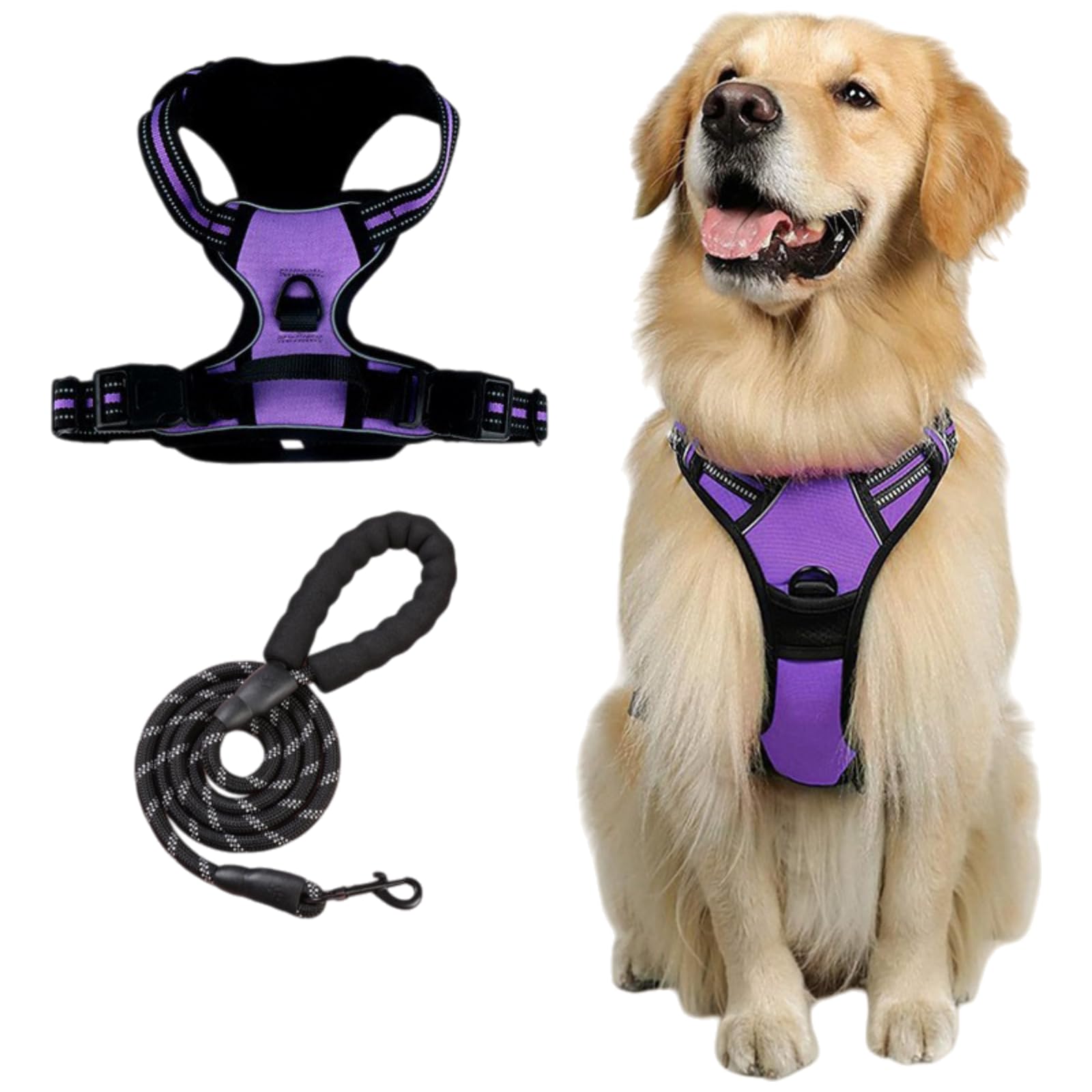 PawSafe No Pull Dog Harness-Adjustable soft dog harness, allowing control without pulling, suitable for dogs (Puple,XL)