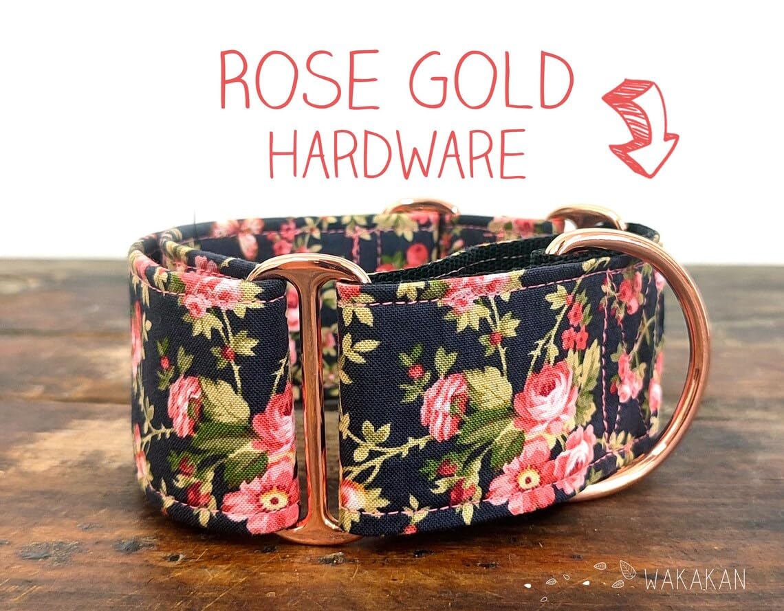 Collar Martingale Para Perro: Vintage Roses, Hecho a Mano en España por Wakakán