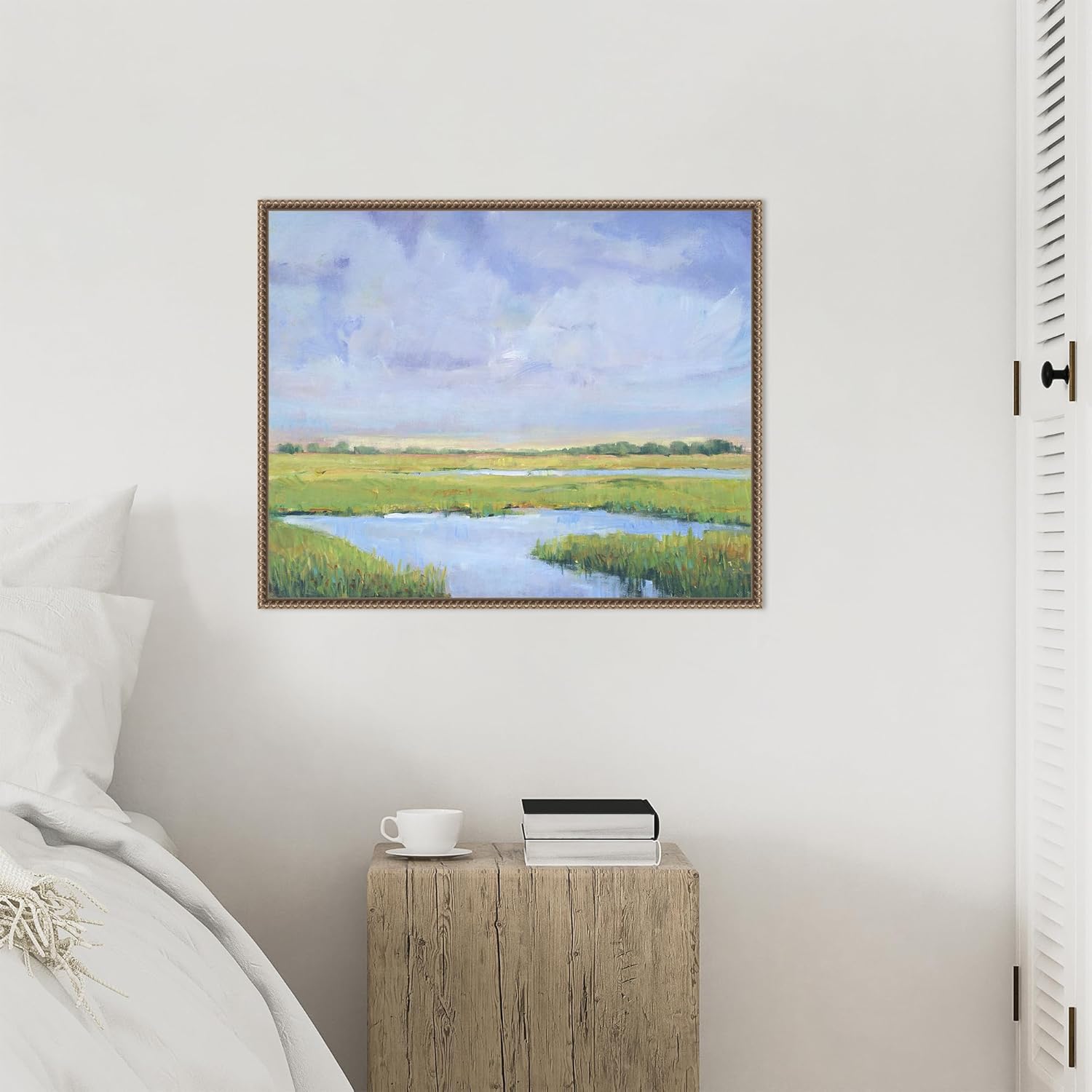 Amanti Art Framed Canvas Wall Art 23x28 Summer Marsh I by Tim O'Toole, Framed Wall Art Canvas, Landscapes Artwork, Traditional Decor, Medium Poster Painting for Living Room, Bedroom, Bathroom,