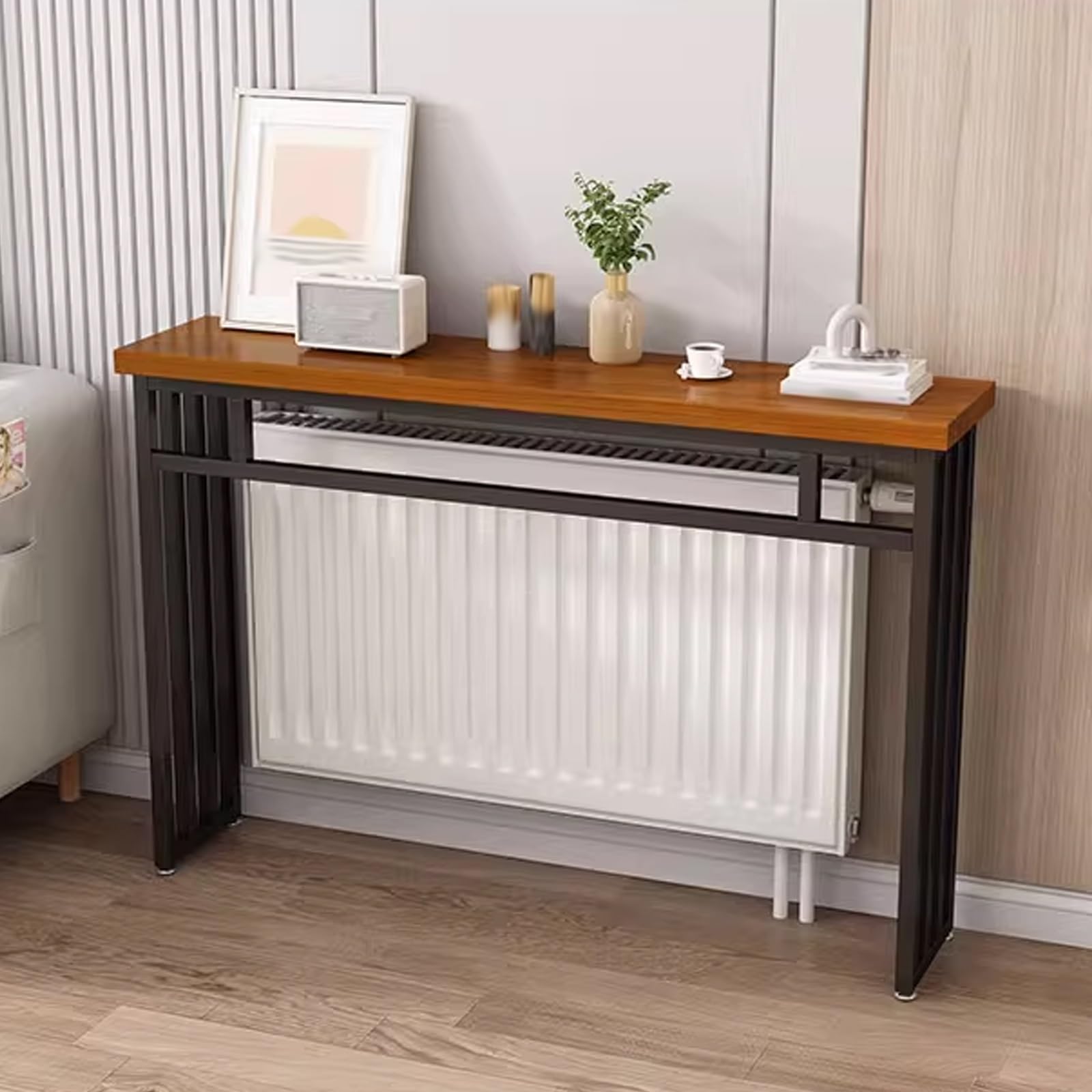 Cache-radiateur table console d'intérieur en bois massif facile à assembler