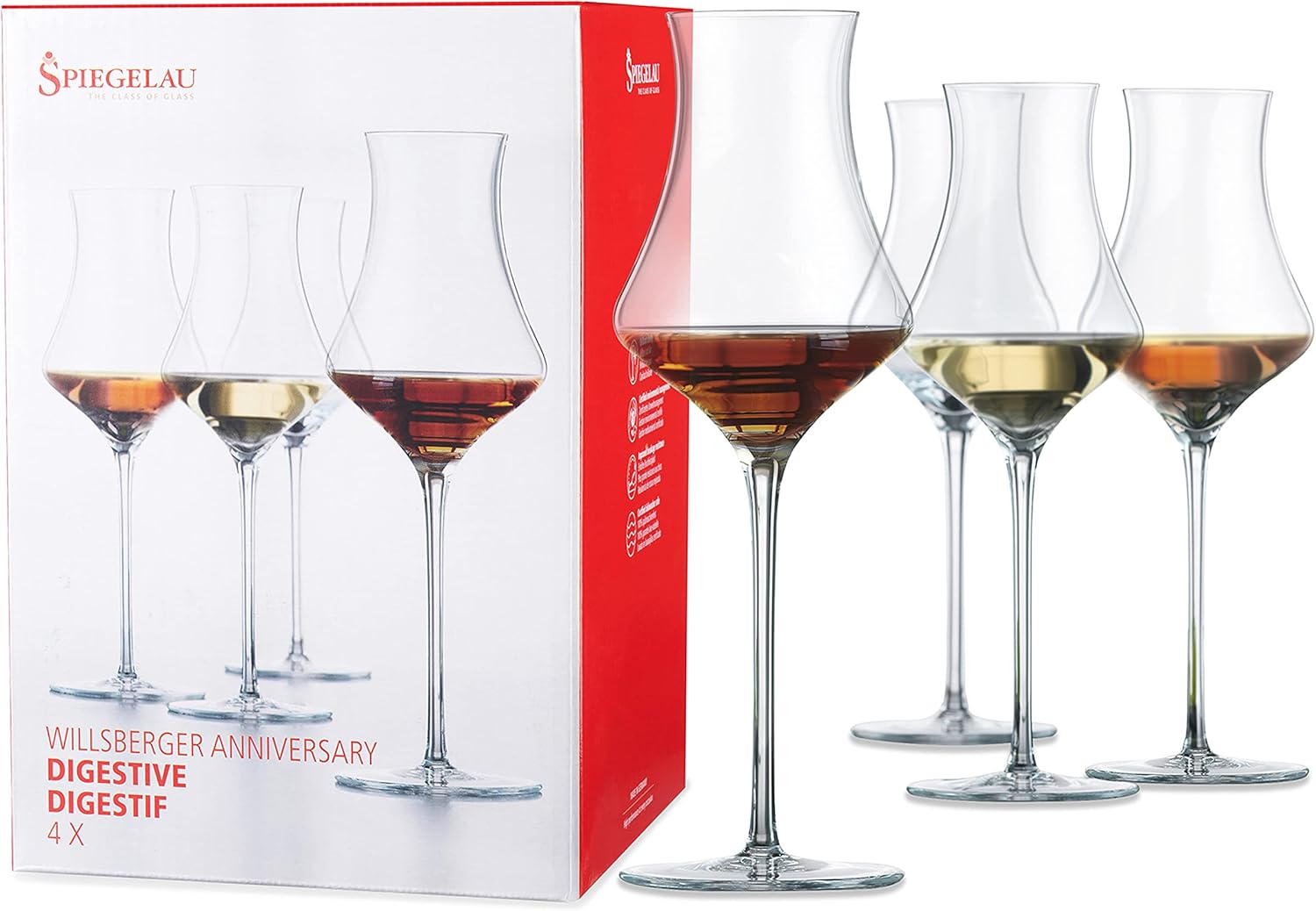 Spiegelau Willsberger Digestif Glasses Set of 4, Elegant Crystal Cordial Glasses, European-Made Glassware for Spirits, Amaro and Port Wine, Home Bar and Wedding Gifts, After Dinner Drinks, 9.9 oz