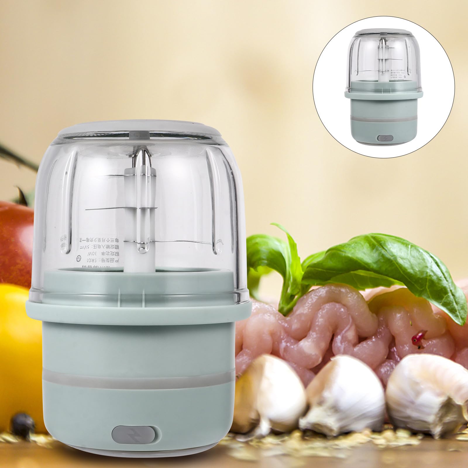 Tritacarne Elettrico Multifunzione 300ml Verde per Cucina
