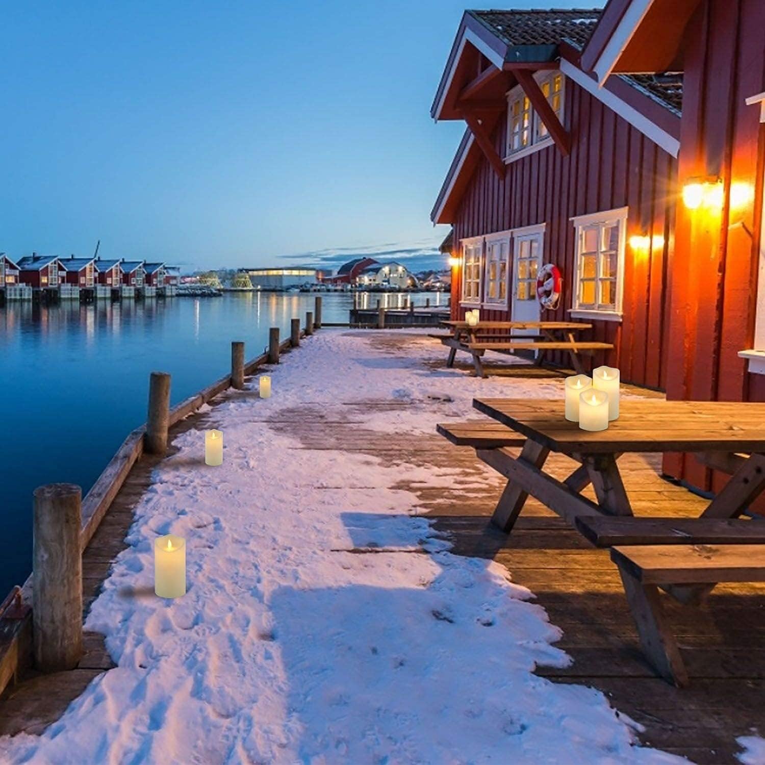 Enido Flickering Flameless Candles Outdoor Waterproof Battery Operated Candles Led Candles Plastic Candle Set of 3 Include Realistic Dancing LED Flames with Remote Control （D:3.25"x H:4"5"6"） : Tools & Home Improvement