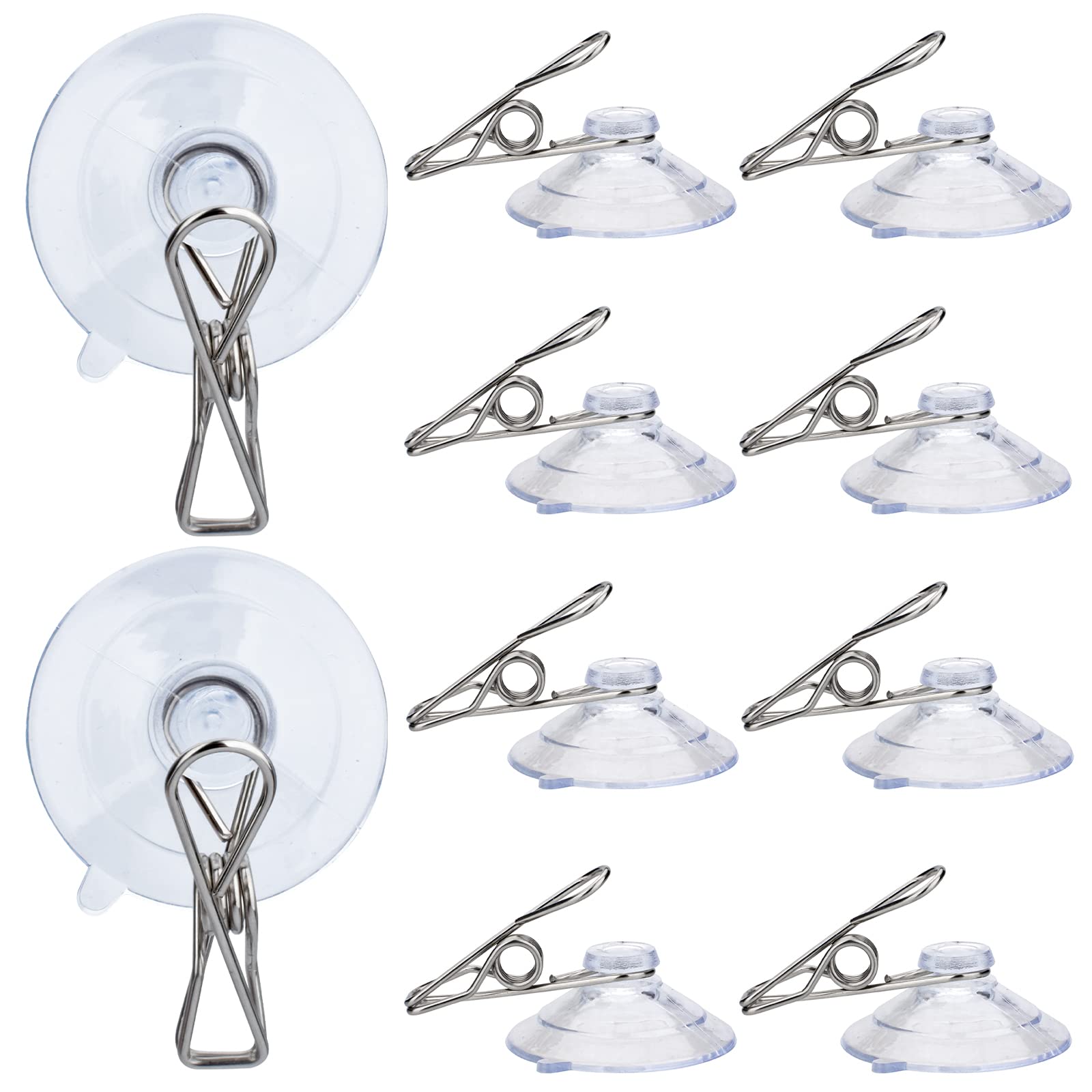 AccEncyc 24Pcs Suction Cup Clips for Windows 2" Suction Clips Clear Suction Cup Clamp Holder Suction Cup with Spring Clamps Sucker clamp Clip Window Swivel Clip with Suction Cup