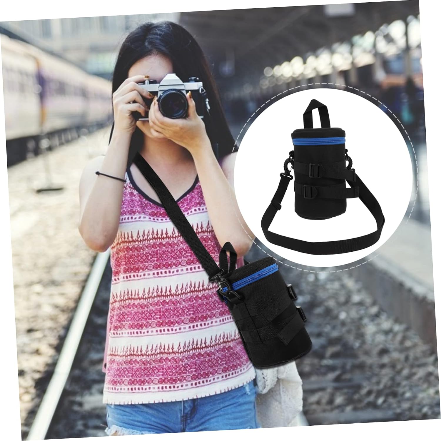 SOLUSTRE 1pc Portable Shockproof Camera Lens Bag Lens Case for Photography Accessories Lightweight and Compact Design for Travel and Storage