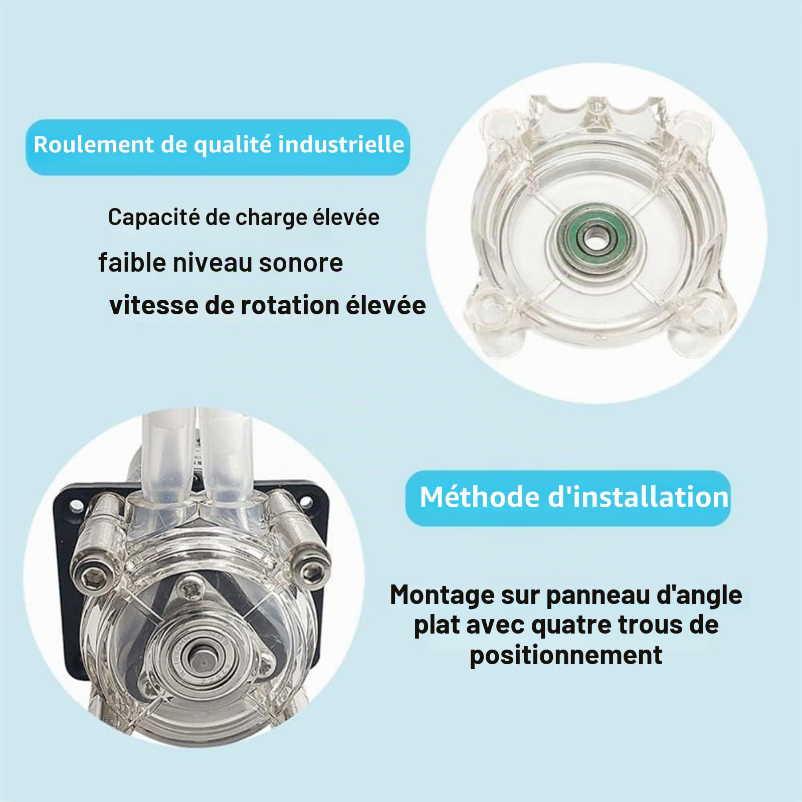 Pompe Liquide Péristaltique G928, Pompe Péristaltique Trois Rouleaux | Grand Débit 500ml/min, Tube Silicone Alimentaire, 3 Rouleaux en Acier Inoxydable 304, pour Aquarium et Laboratoire