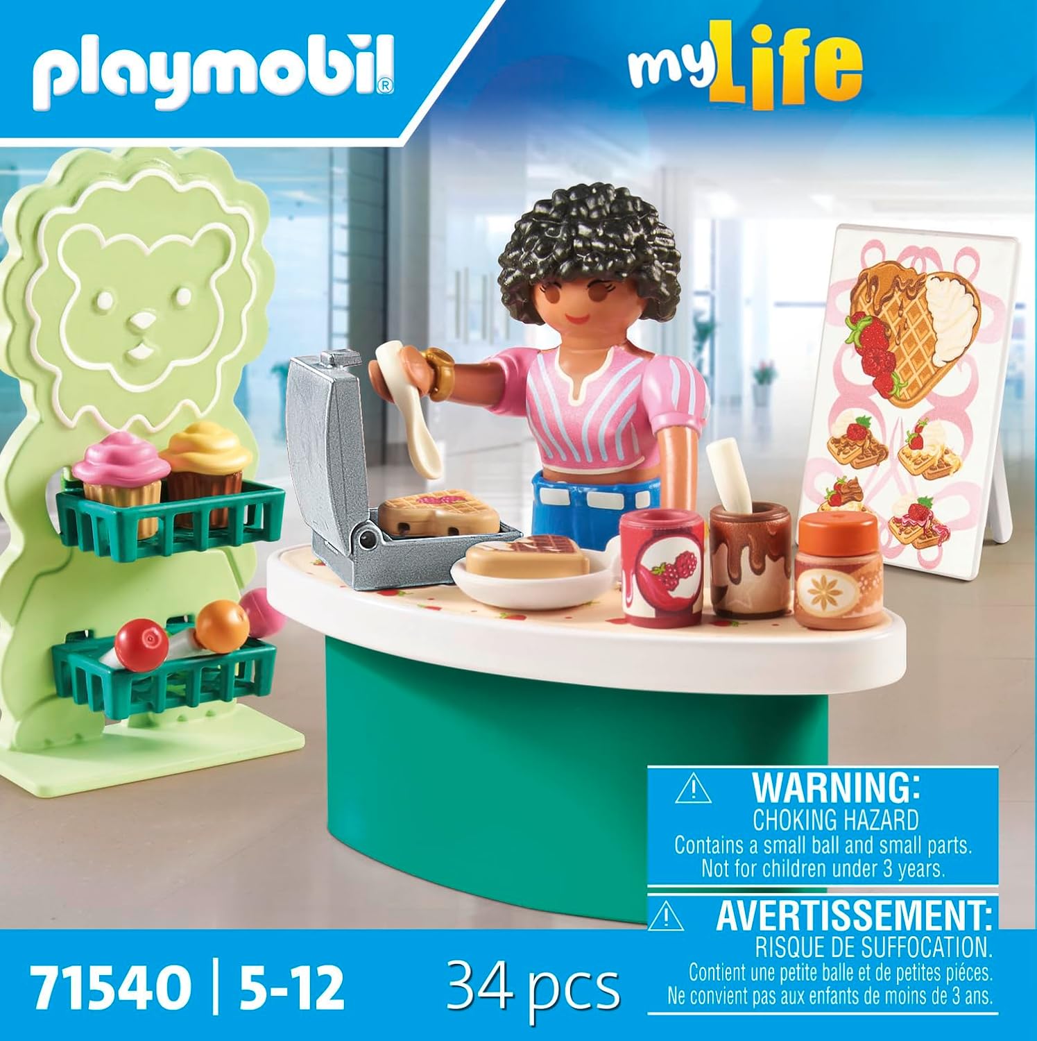 Playmobil 71540 Waffle Stand - Includes Character, Sales Counter, Cupcakes and More - MyLife - Ages 5 and Above