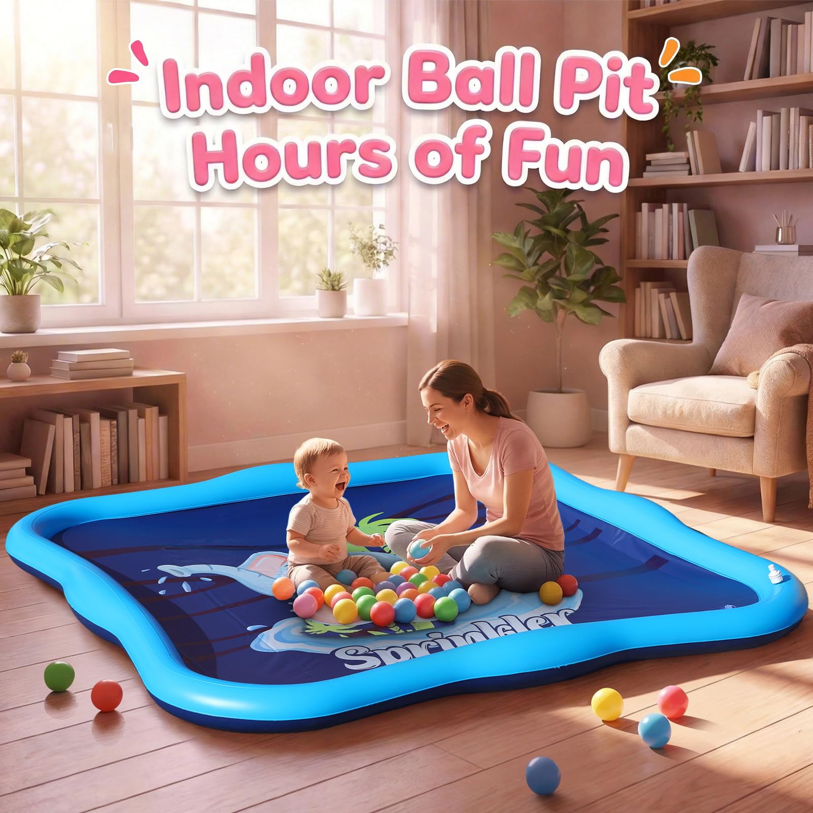 Luxfero Splash Pad,210 cm Tapete de Juegos de Agua,Almohadilla para Rociadores,Almohadilla para Aspersor para Niños y Perros,Juegos de Agua para Exterior para Actividades Aire Fiesta Playa Jardín