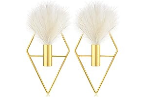 Peryiter Small Teal and Gold Wall Decor Hanging Planters with Artificial Pampas