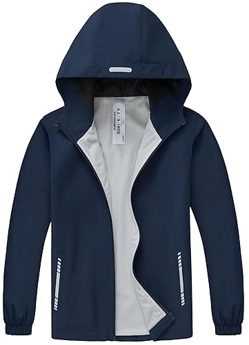 Boys Girls Waterproof Rain Jacket Lightweight soft lining Kids Windbreaker