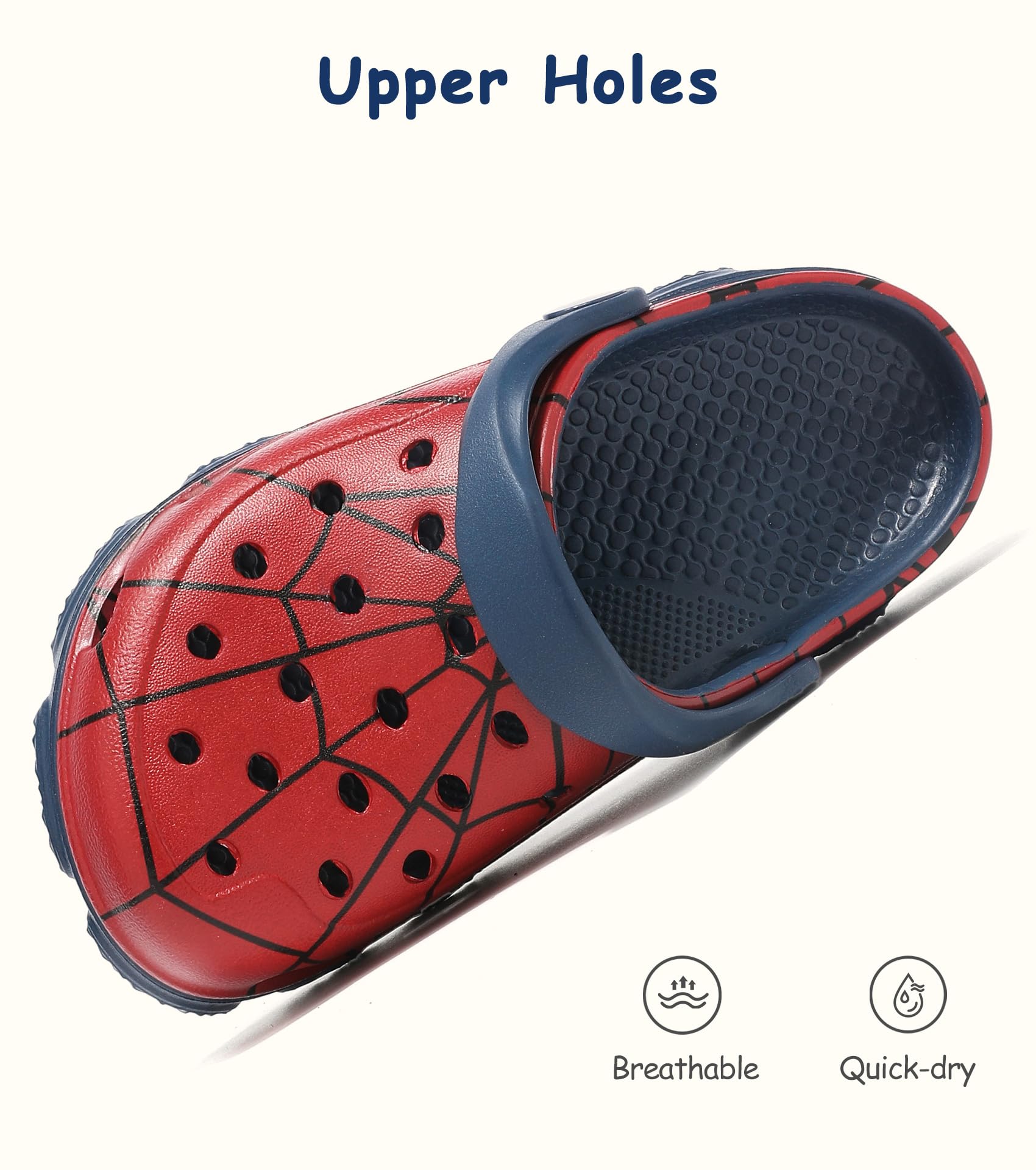 Boys and Girls Spider Clogs for Kids,Unisex Eva Mules for Kid Toddler,Boy and Girl Closed Toe Slide Sandals,Blue