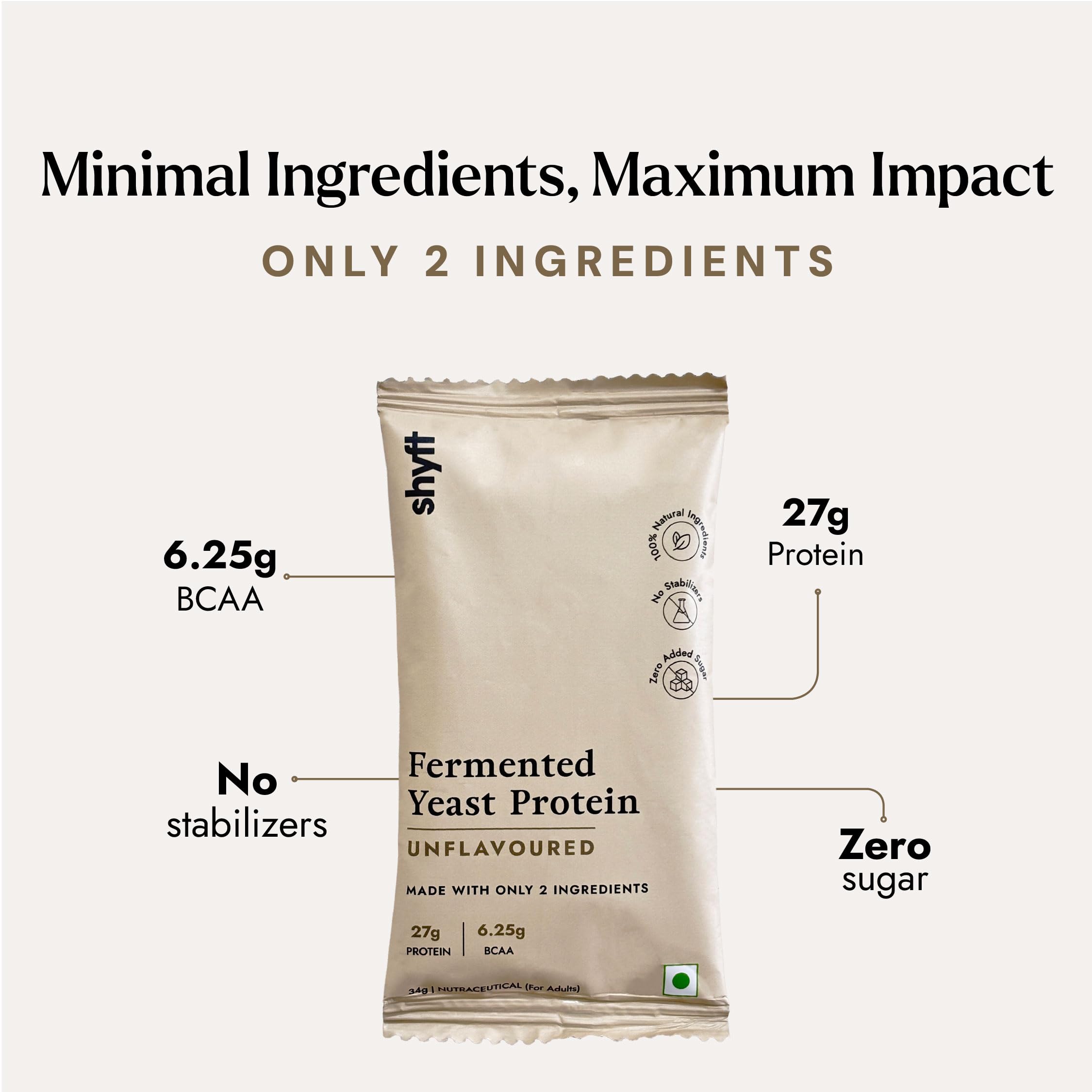 SHYFT | Fermented Yeast Protein Unflavoured Travel Pack (7 X Single Serve Sachets) | 27g Protein | 6.25g BCAA | Easy to Digest | 2 Clean Ingredients | No Chemicals — Amazon image 5