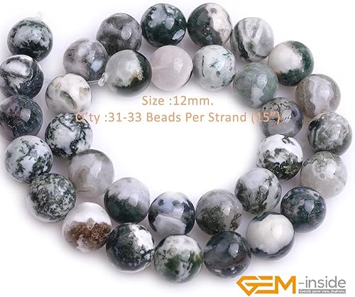 Miniatura 720 de GEM-Inside - Cuentas sueltas de piedra de lava negra natural de 0.315 in para hacer joyas, 15 pulgadas Cordierita de grado A