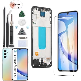 RongZy LCD Screen Replacement for Samsung Galaxy A34 5G A346 for Samsung A34 5G Touchscreen Digitizer Display with Tools Black with Rhamen