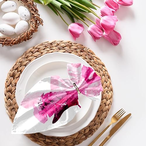 Cloth Napkins Set of 4 Flamingo Heart 20x20 Inch Cloth Napkins Flamingo Pattern Washable Reusable Kitchen Dinner Napkins Table Decor for Wedding,