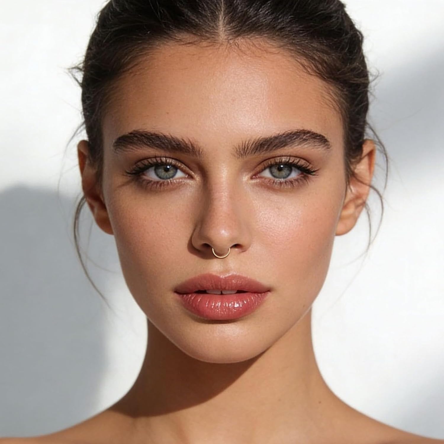 JFORYOU Fake Nose Ring Fake Septum Fake Nose Ring Hoop Fake Nose Rings for Women Faux Nose Piercing Spring Clip on No Pierced Non Piercing Faux Body Piercing Jewelry for Women Men