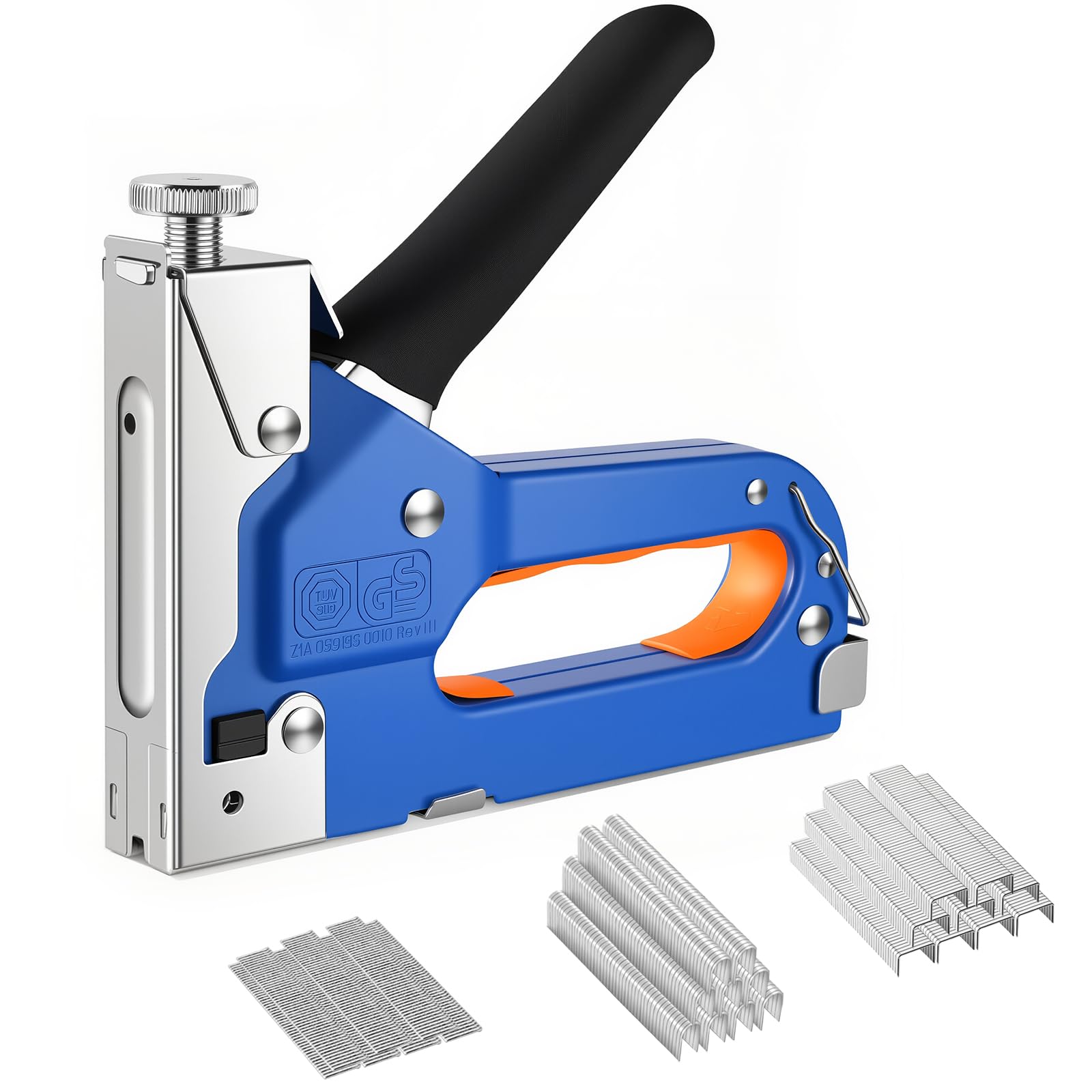 3 in 1 Staple Gun with 1200 Staples Heavy Duty Upholstery Stapler with Remover Adjustable for Wood Crafts Decoration DIY Carpentry Furniture