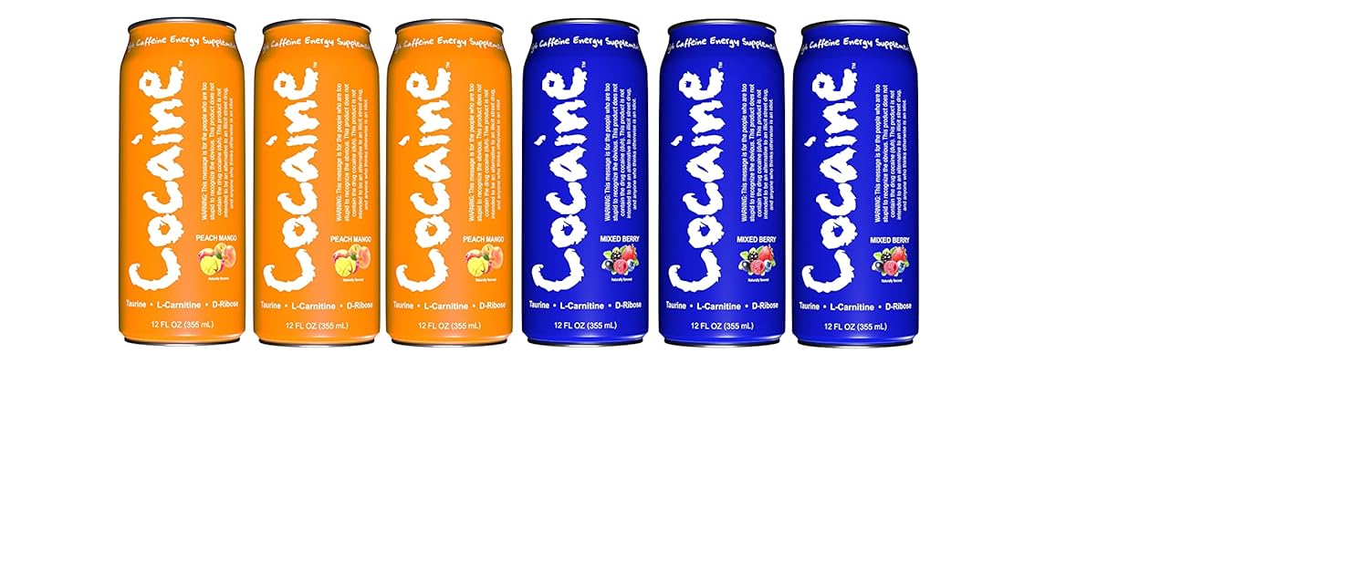 Cocaine Energy Drink, 6 - 12 ounce cans (Original/Peach Mango Combo)