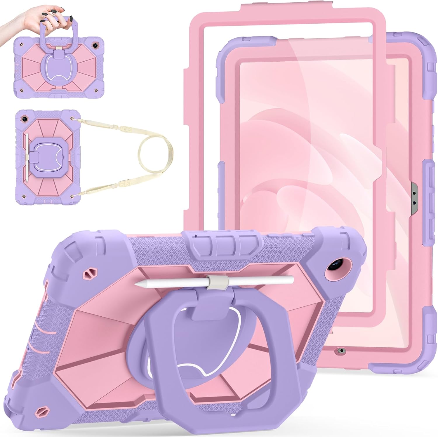 Samsung Galaxy Tab A11+/A9+ Plus 5G Tablet Case 11 Inch, Purple Rose