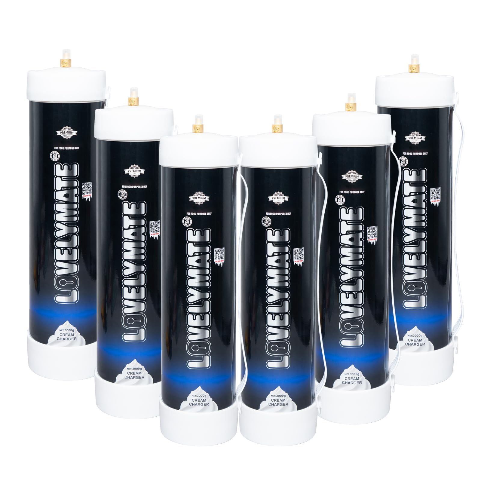 Lovemate Large Whipped Cream Chargers 4.4l - 3000g Tanks Food Grade Kitchen Tools (3000g - 6pieces)