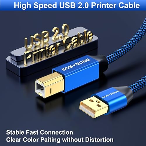 Miniatura 9 de GOSYSONG Cable de impresora USB C de 20 pies, cable de impresora USB C a USB B, cable de impresora de alta velocidad compatible con Pinter, escáner,